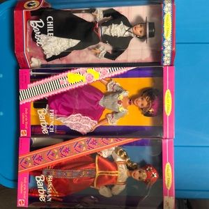 3 never taken out of boxes- Barbies! Around the world! French, Russian,Chilean